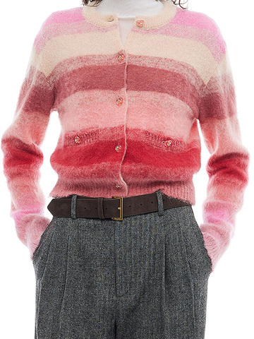 Pink Stripe Knit Cardigan