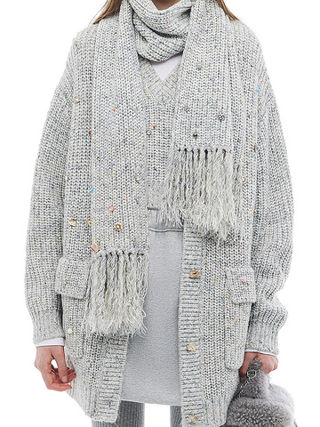 Various Beads Knit Cardigan