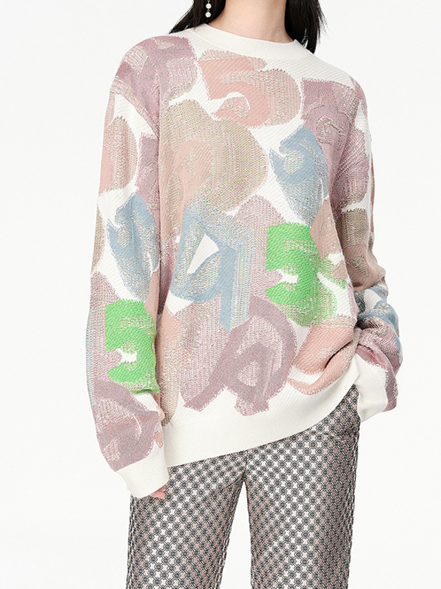 Colorful Printed Jaquared Knit