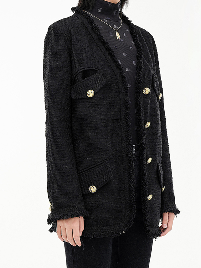 Tweed No-Collar Jacket