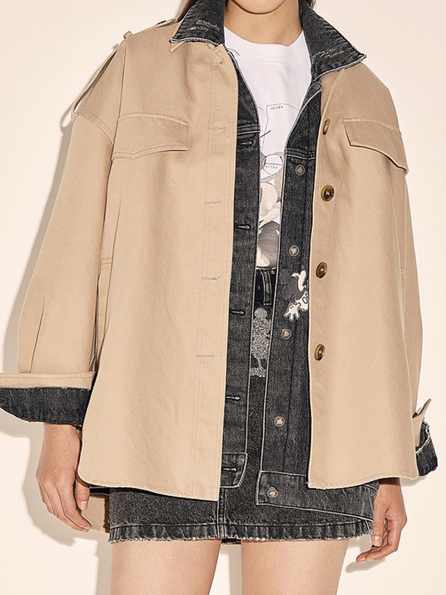 Back Side Printed Trench Coat