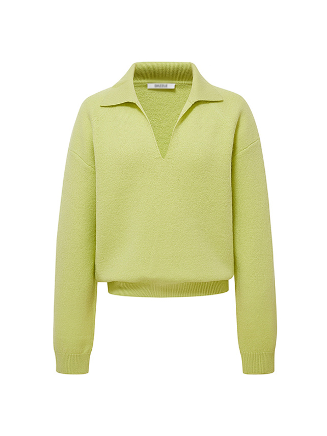 Yellow-Green Skipper Knit Top - DAZZLE FASHION(ダズルファッション