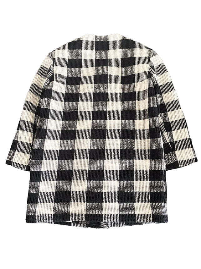 Checkered No-Collar Coat - DAZZLE FASHION(ダズルファッション)／d