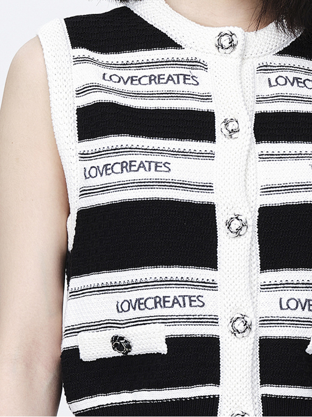Logo Stripe Design No-sleeves Knit 