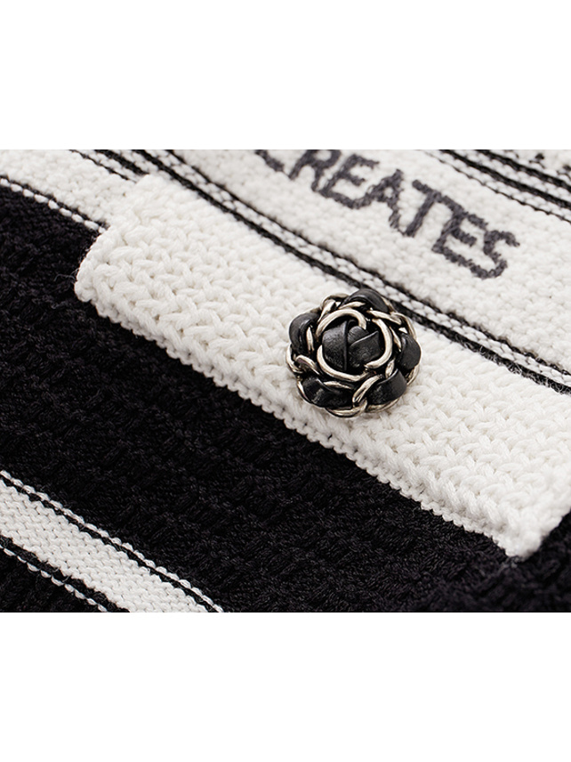 Logo Stripe Design No-sleeves Knit 