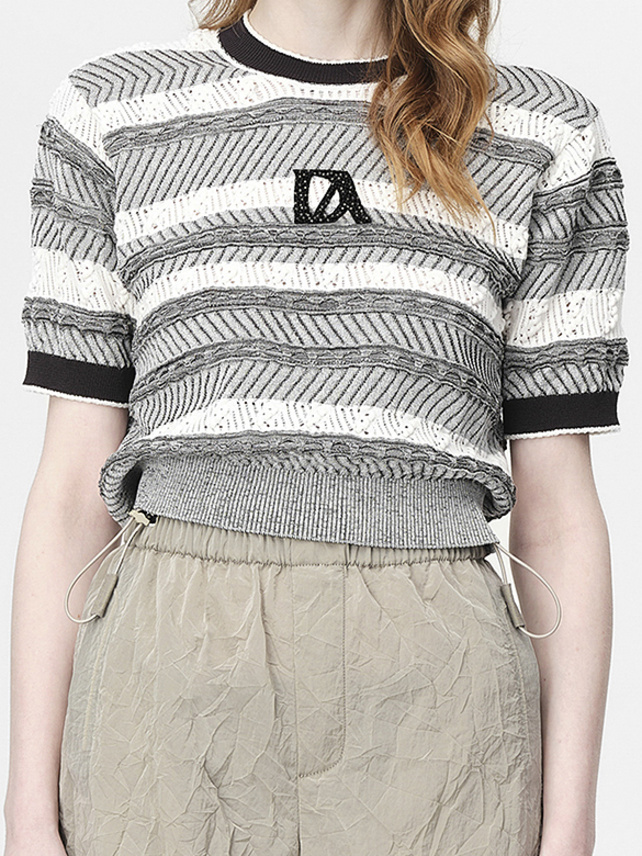 Design Stripe Knit Top - DAZZLE FASHION(ダズルファッション)／d 