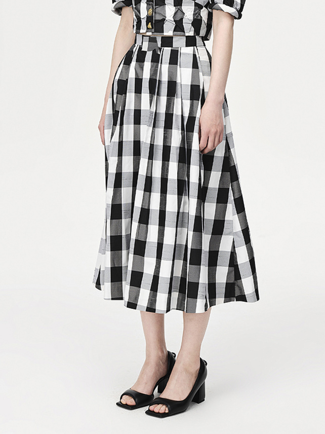 Checkered Flare Skirt