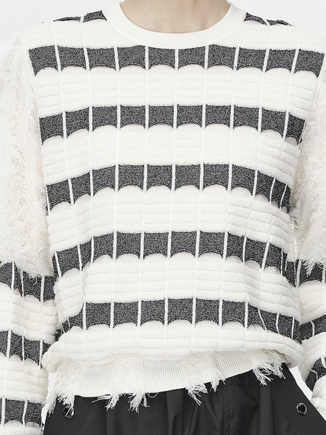 Fringe Design Stripe Knit