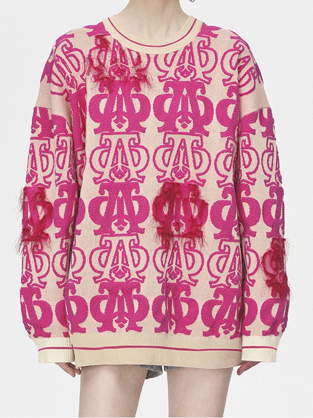 Pink Pattern Design Knit