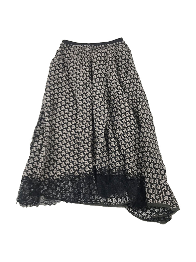 Logo Printed Lace Docking Skirt - DAZZLE FASHION(ダズル