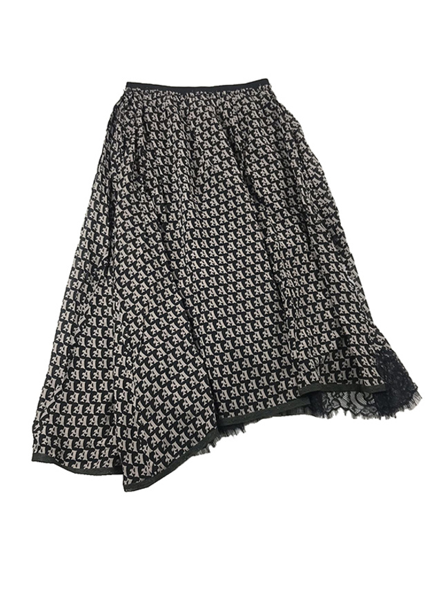 Logo Printed Lace Docking Skirt - DAZZLE FASHION(ダズル