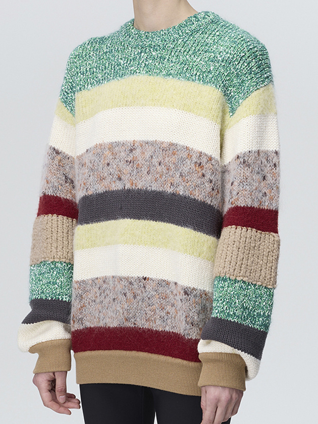 Mix Knitting Colorful Stripe Knit - DAZZLE FASHION(ダズル