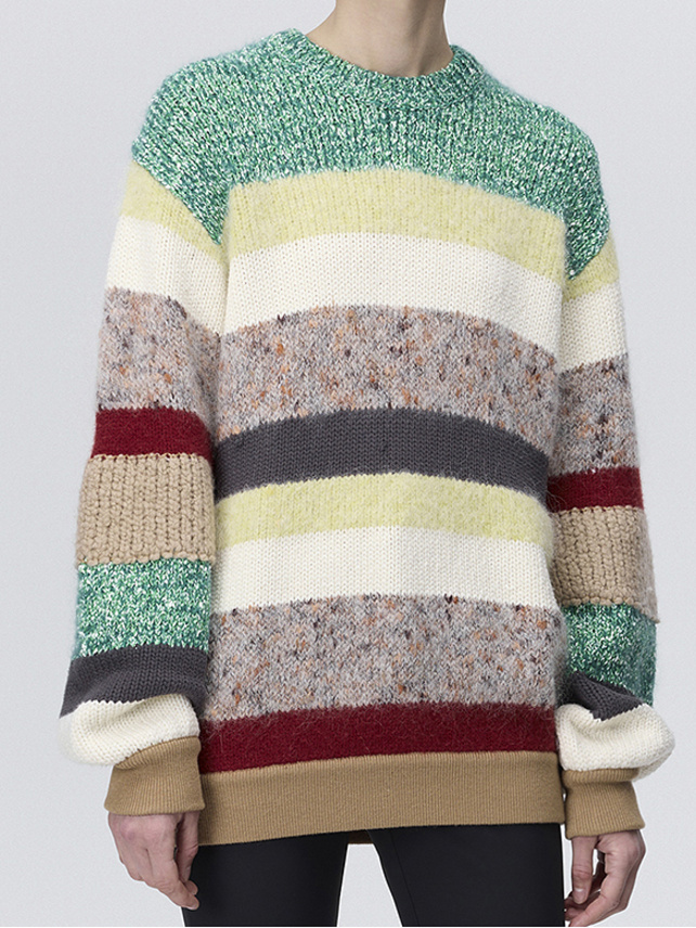 Mix Knitting Colorful Stripe Knit - DAZZLE FASHION(ダズル 