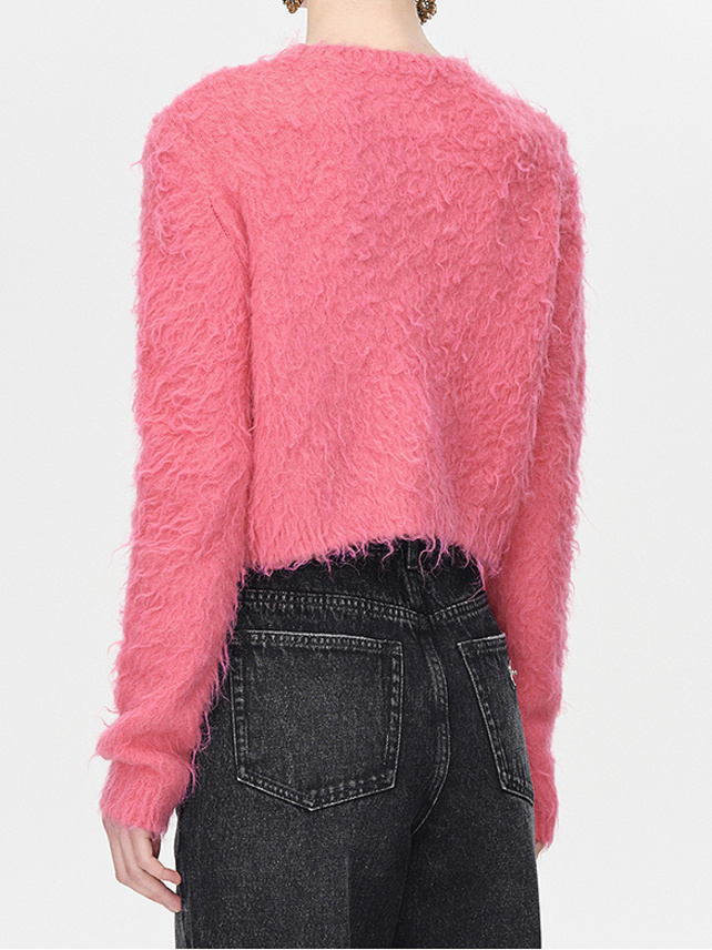 Gold Button Pink Knit Cardigan - DAZZLE FASHION(ダズルファッション