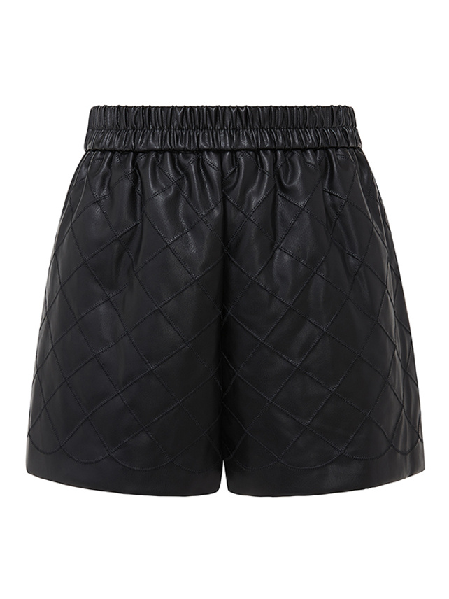 Fake Leather Quilting Short Pants - DAZZLE FASHION(ダズル