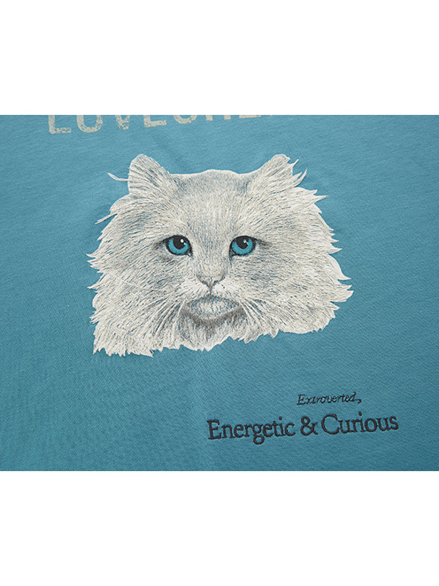 Printed & Embroidery Cat T-Shirt