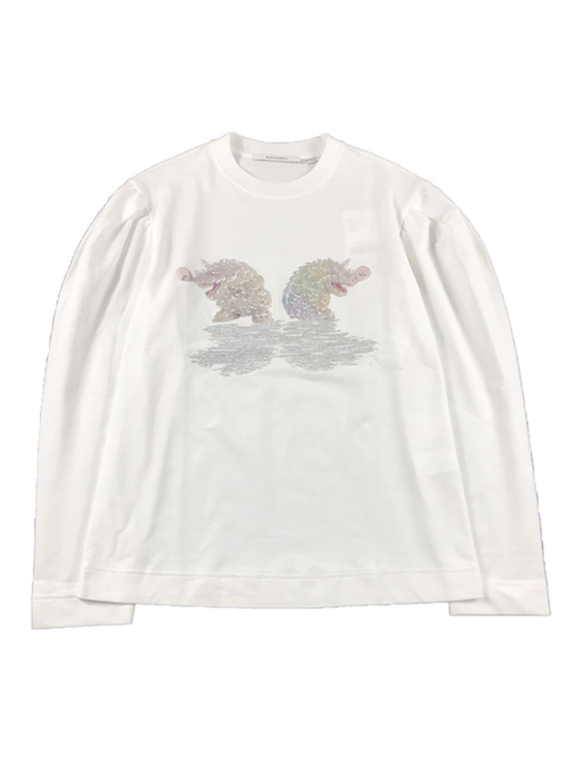 Embroidery Design Puff-Sleeves Long Sleeves T-Shirt