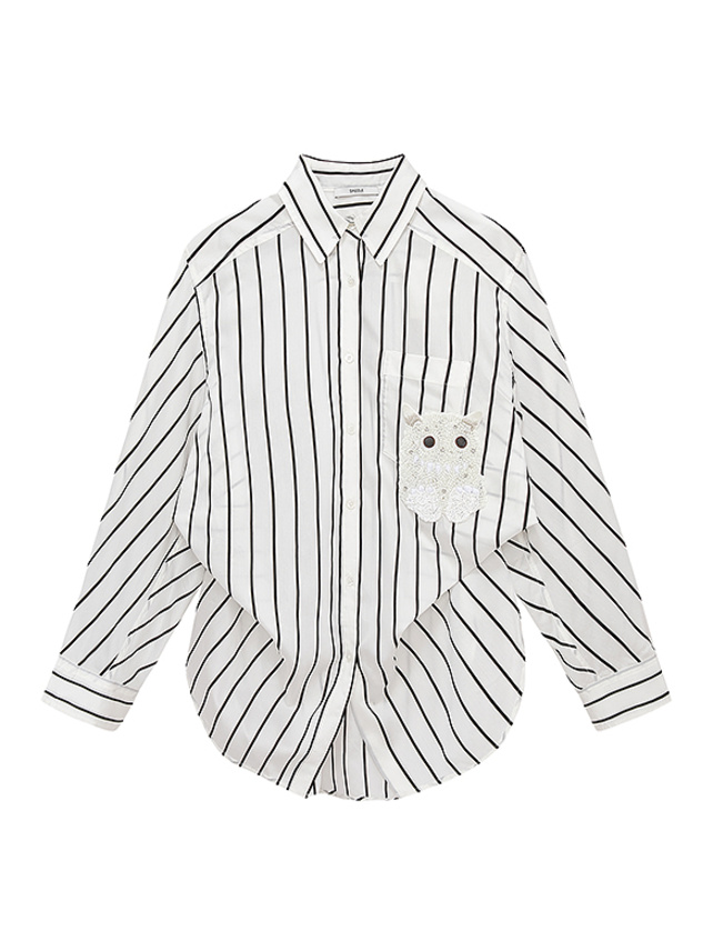 Sequins & Embroidery Patch Stripe Shirt