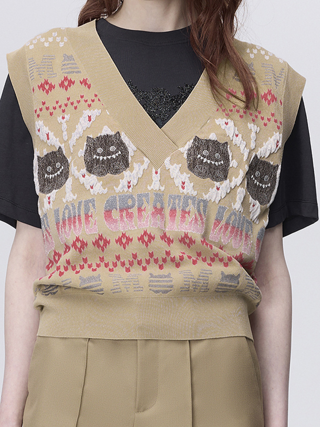 Pop Motif Design Sleeveless Knit