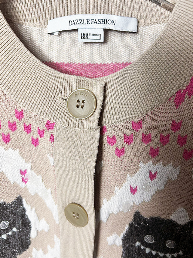 Pop Motif Design Knit Cardigan