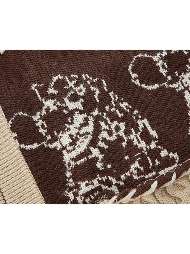 Mixed Pattern Knit Cardigan