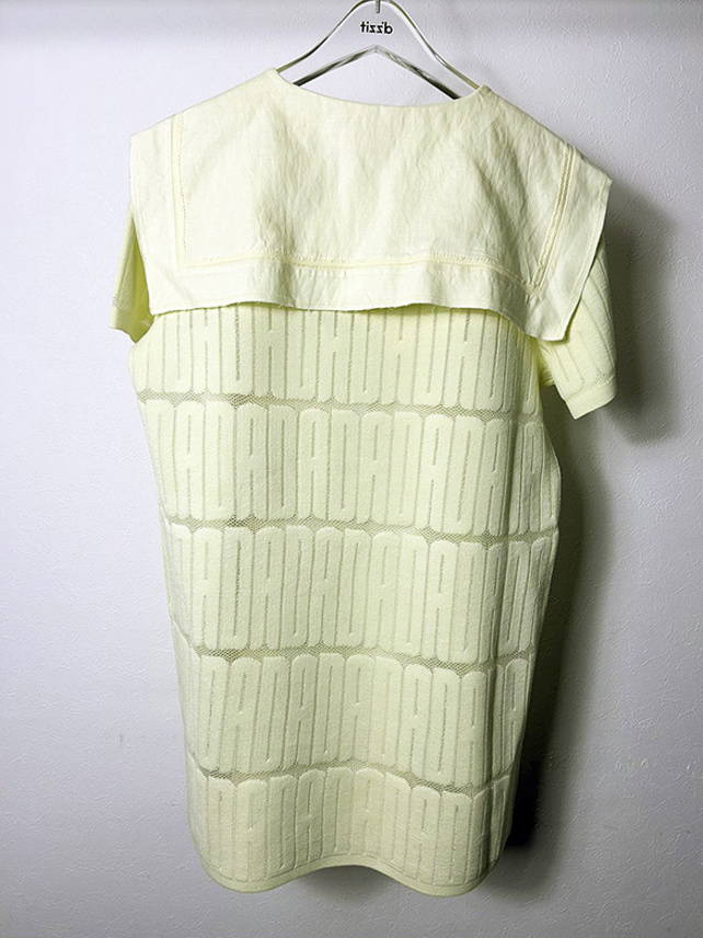 Monogram Design Knitting Sailor Collar Dress