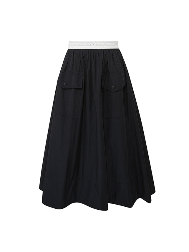 Waist Logo Tape Taffeta Skirt