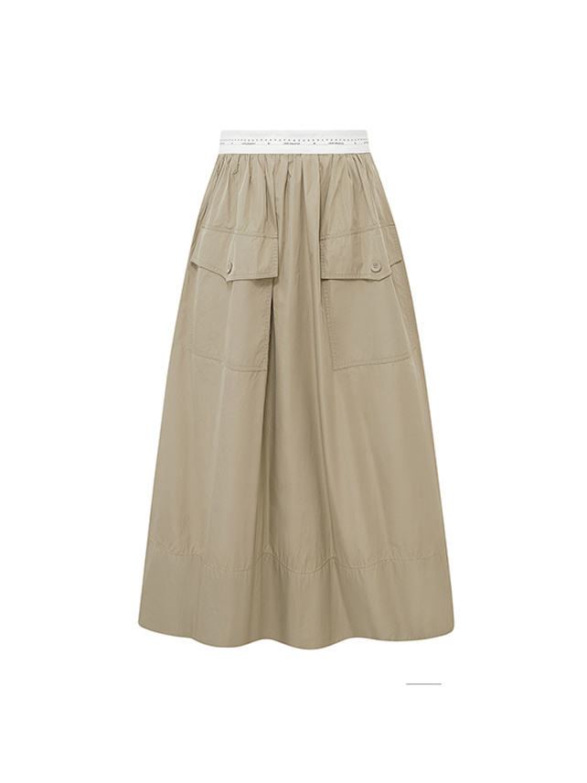 Waist Logo Tape Taffeta Skirt