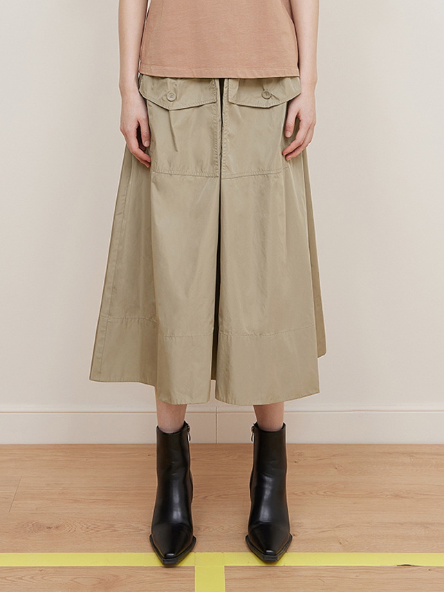 Waist Logo Tape Taffeta Skirt