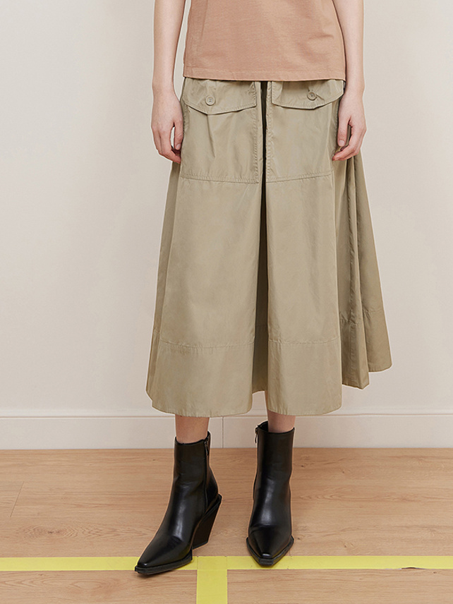 Waist Logo Tape Taffeta Skirt