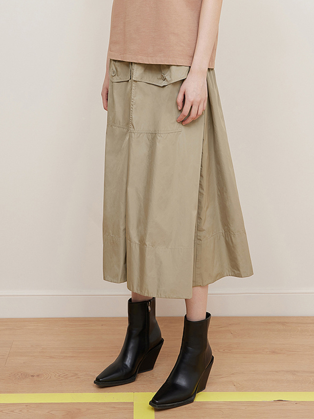 Waist Logo Tape Taffeta Skirt