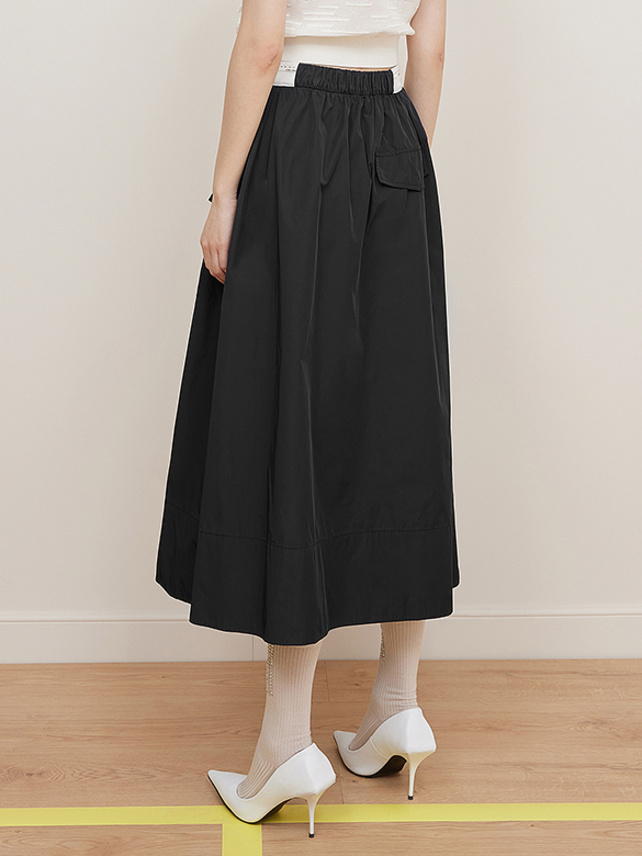 Waist Logo Tape Taffeta Skirt