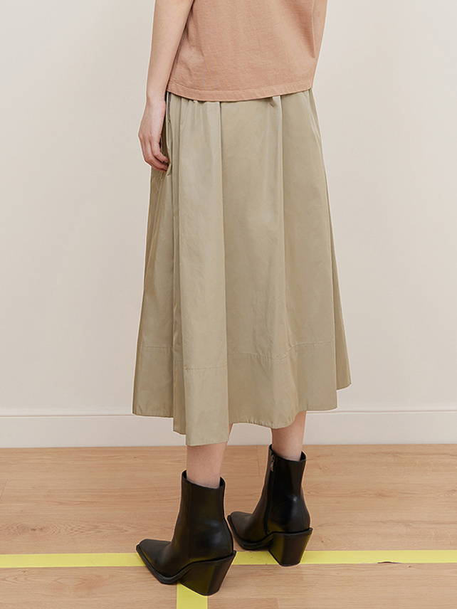 Waist Logo Tape Taffeta Skirt