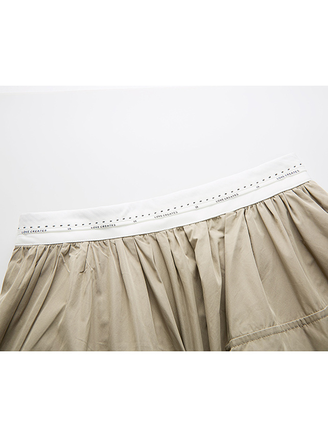 Waist Logo Tape Taffeta Skirt