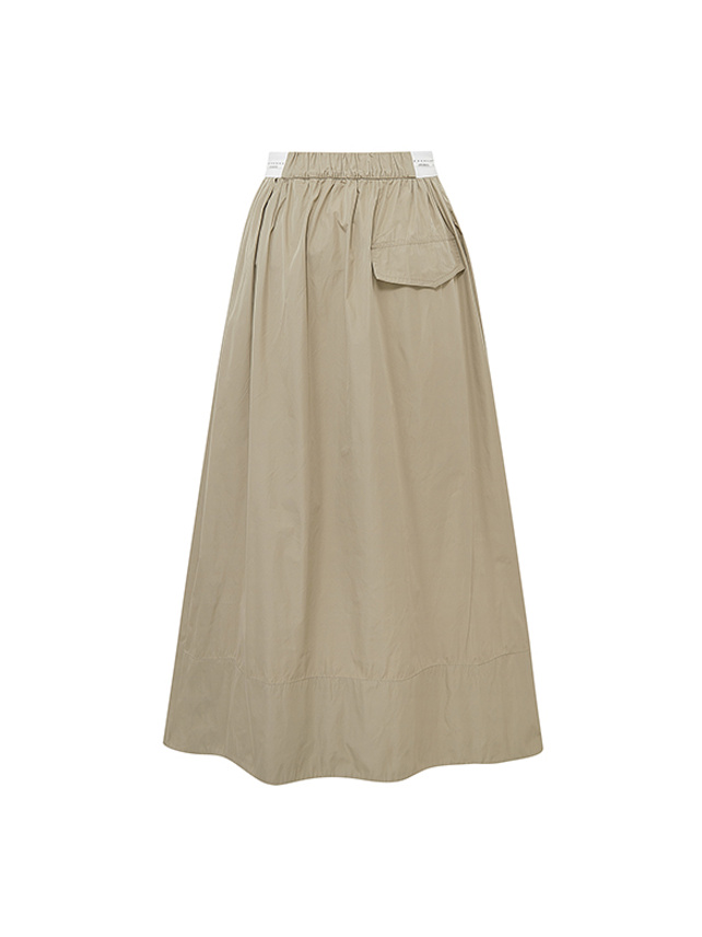 Waist Logo Tape Taffeta Skirt