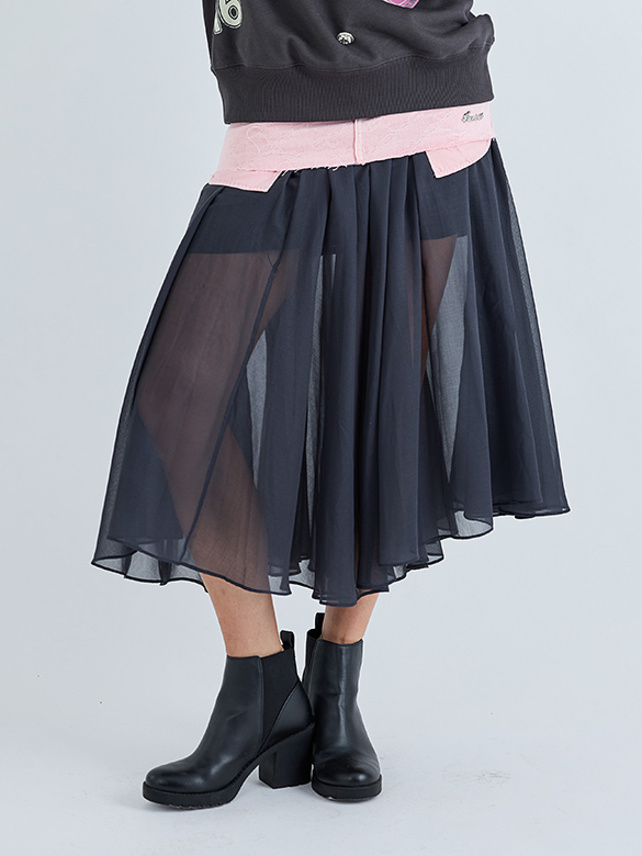 Sheer Chiffon Drape Skirt