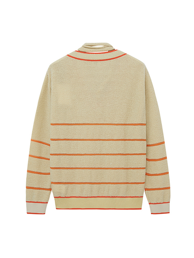 Orange Line Stole V-Neck Knit