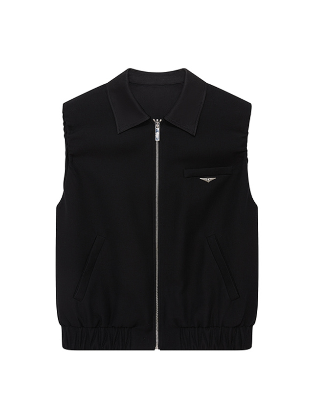 Reversible Zipper Sleeveless Blouson