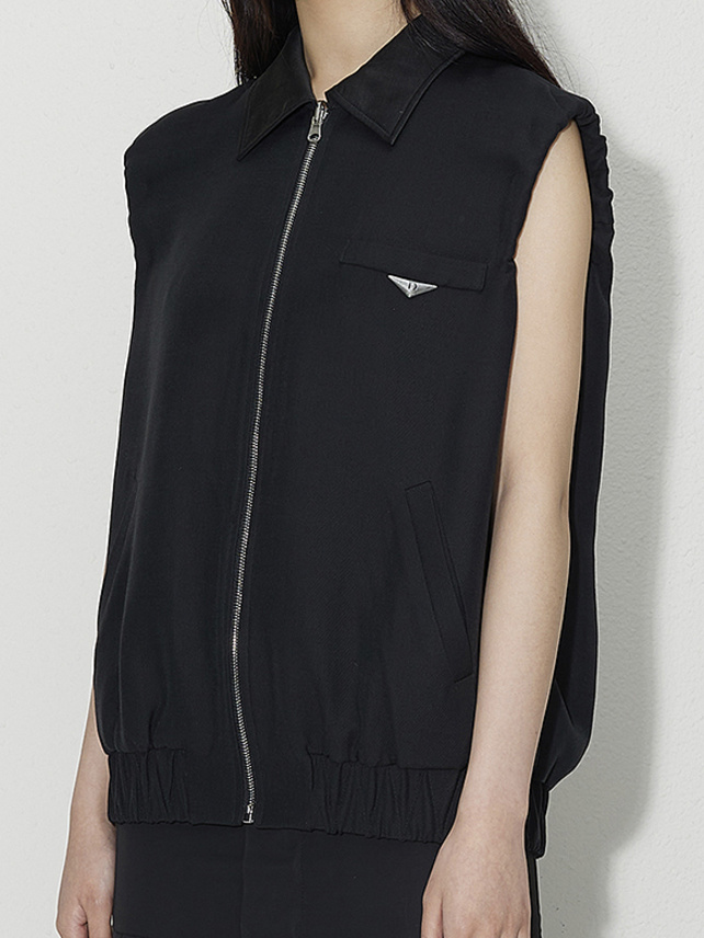 Reversible Zipper Sleeveless Blouson