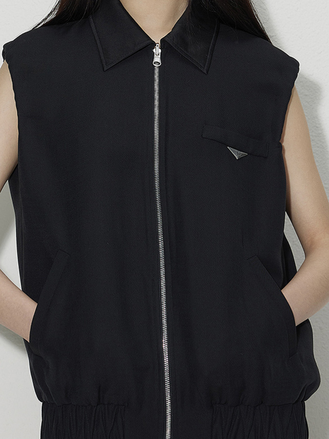 Reversible Zipper Sleeveless Blouson