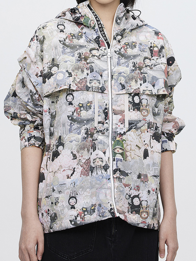 Illustration Printed Nylon Blouson