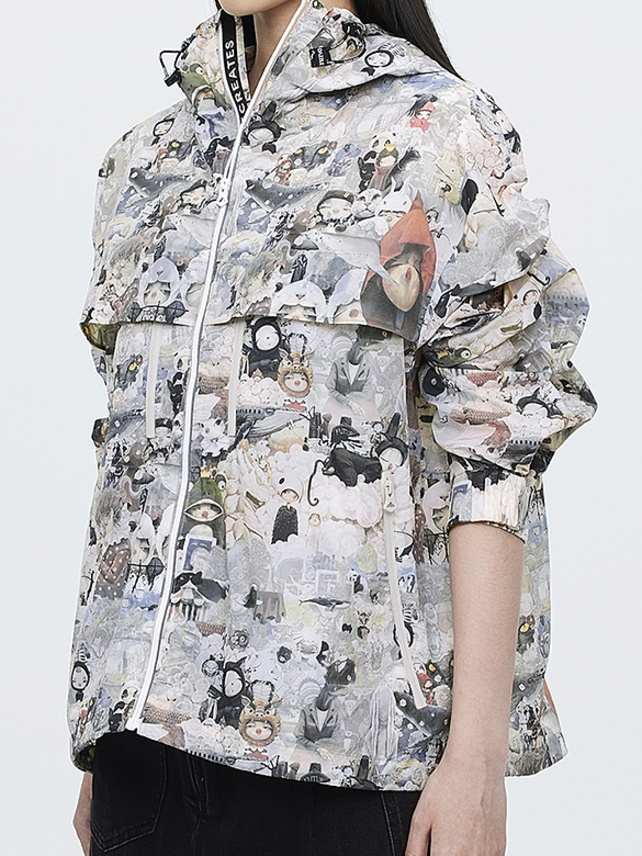 Illustration Printed Nylon Blouson