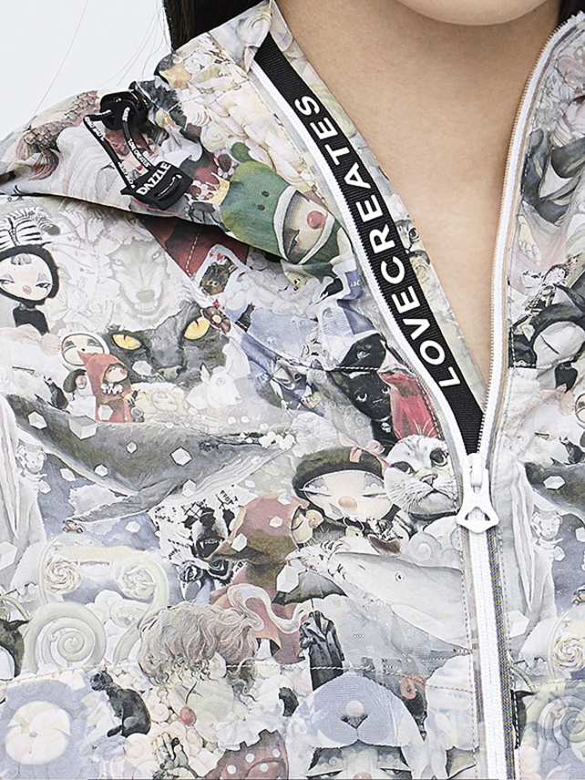 Illustration Printed Nylon Blouson