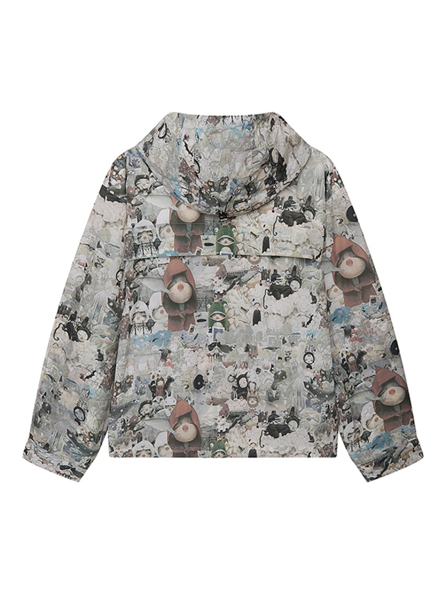 Illustration Printed Nylon Blouson