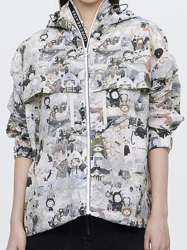 Illustration Printed Nylon Blouson