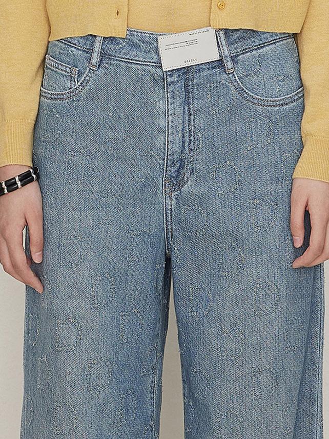 Logo Design Patch Denim Pants