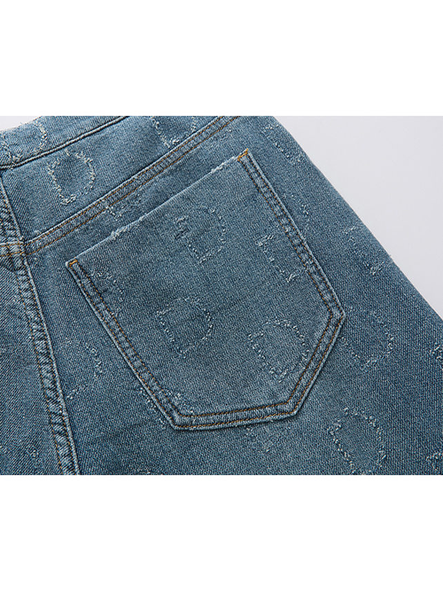 Logo Design Patch Denim Pants