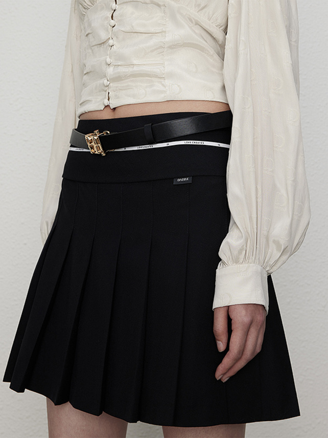 Waist Line Pleats Skirt