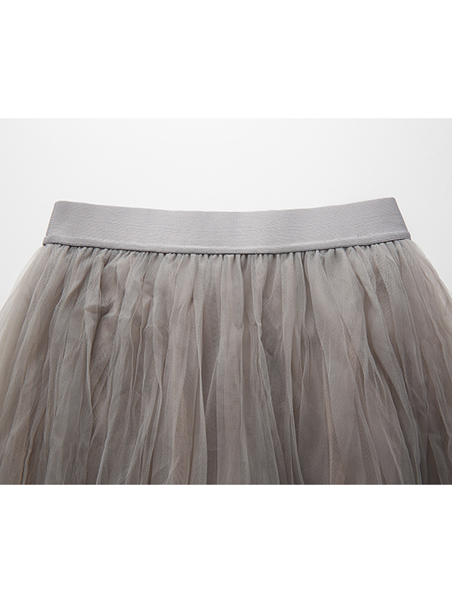 Slit Gray Tulle Skirt