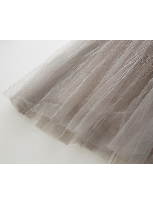 Slit Gray Tulle Skirt